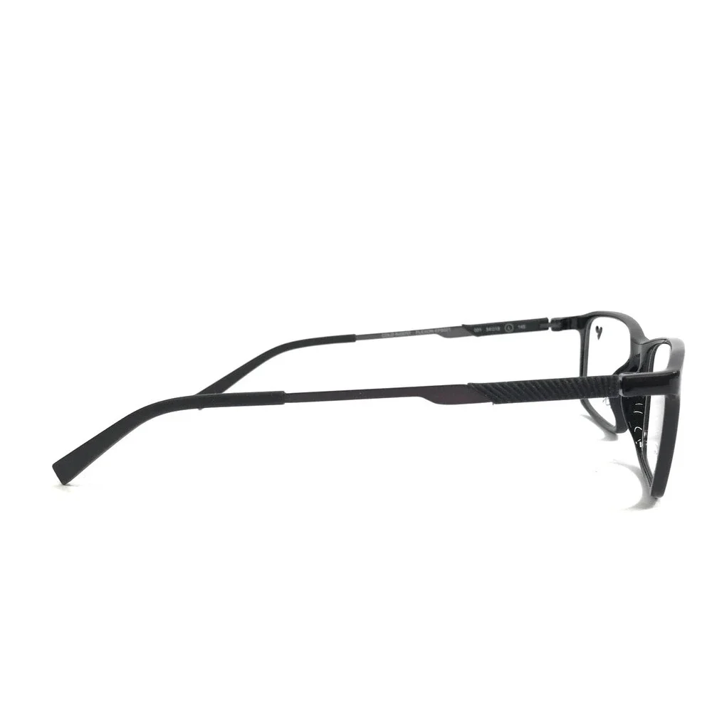 Flexon Eyeglasses Frames EP8021 001 Shiny Black Gray Rectangle 54-18-145
